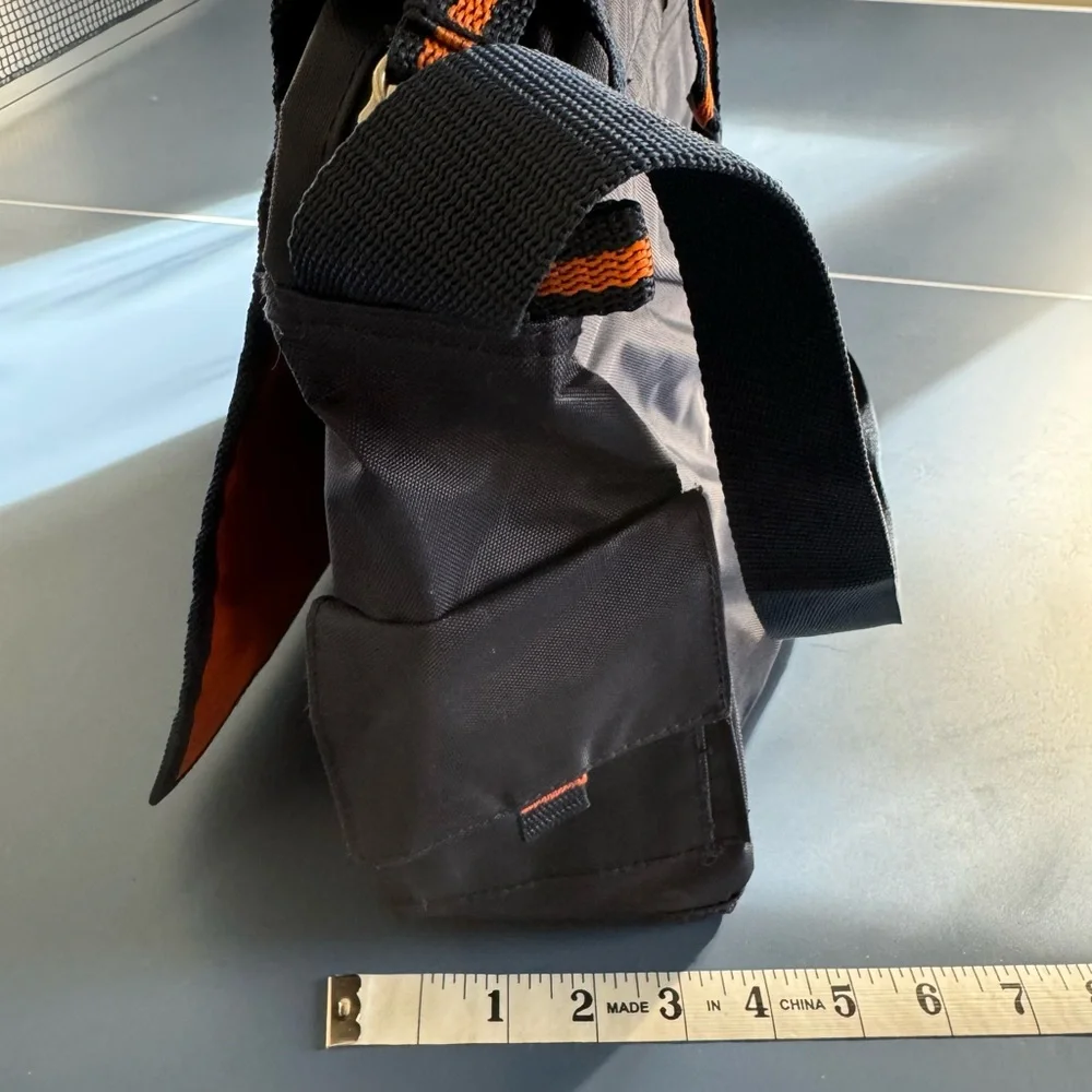 NAVY & ORANGE LAPTOP CROSS BODY NYLON BAG